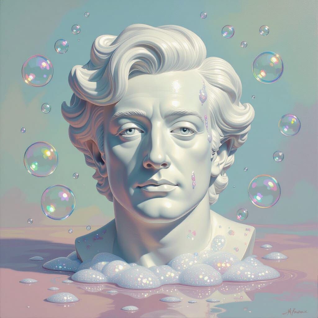 Andy Warhol Brillo Bust Dissolving into Soap Bubbles