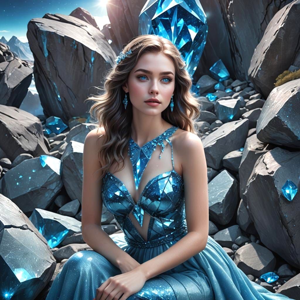 Blue Diamond Girl: A Digital Fantasy Portrait