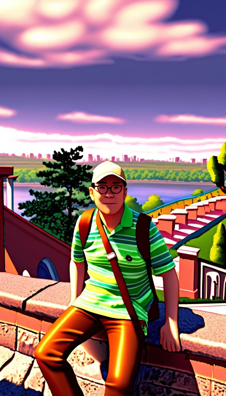 Whimsical Anime Landscape in Vibrant Cel-Shaded Colors