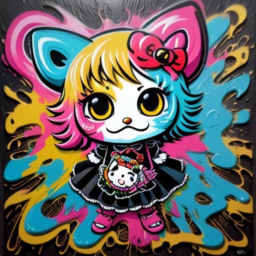 Hello Kitty in Rococo Graffiti Art, 8K
