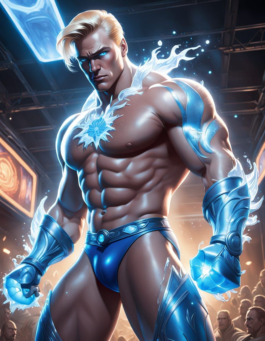 Comic Book Iceman Wrestler in Cosmic Arena