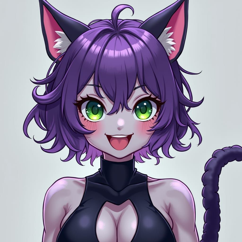 Cybernetic Catgirl in Neo Cyberpunk Style