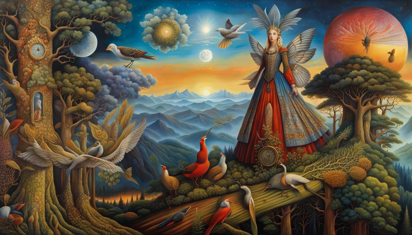 Surreal Forest Collage in Style of Magic Realism