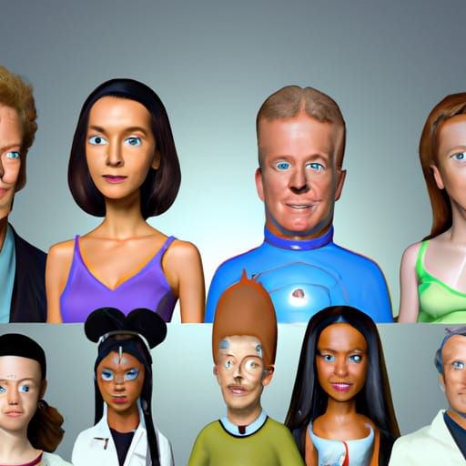 Hyperrealistic Futurama Cast Staring at Camera