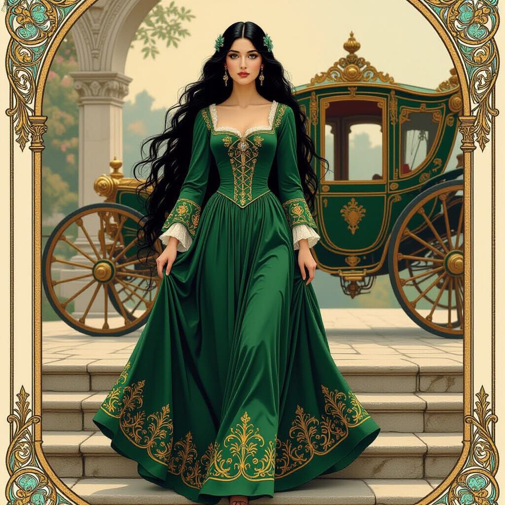 Medieval Woman in Art Nouveau Style