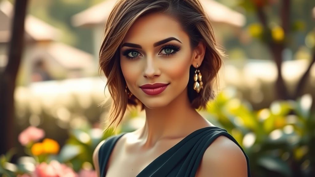 Elegant Woman Posing Outdoors with Natural Lighting