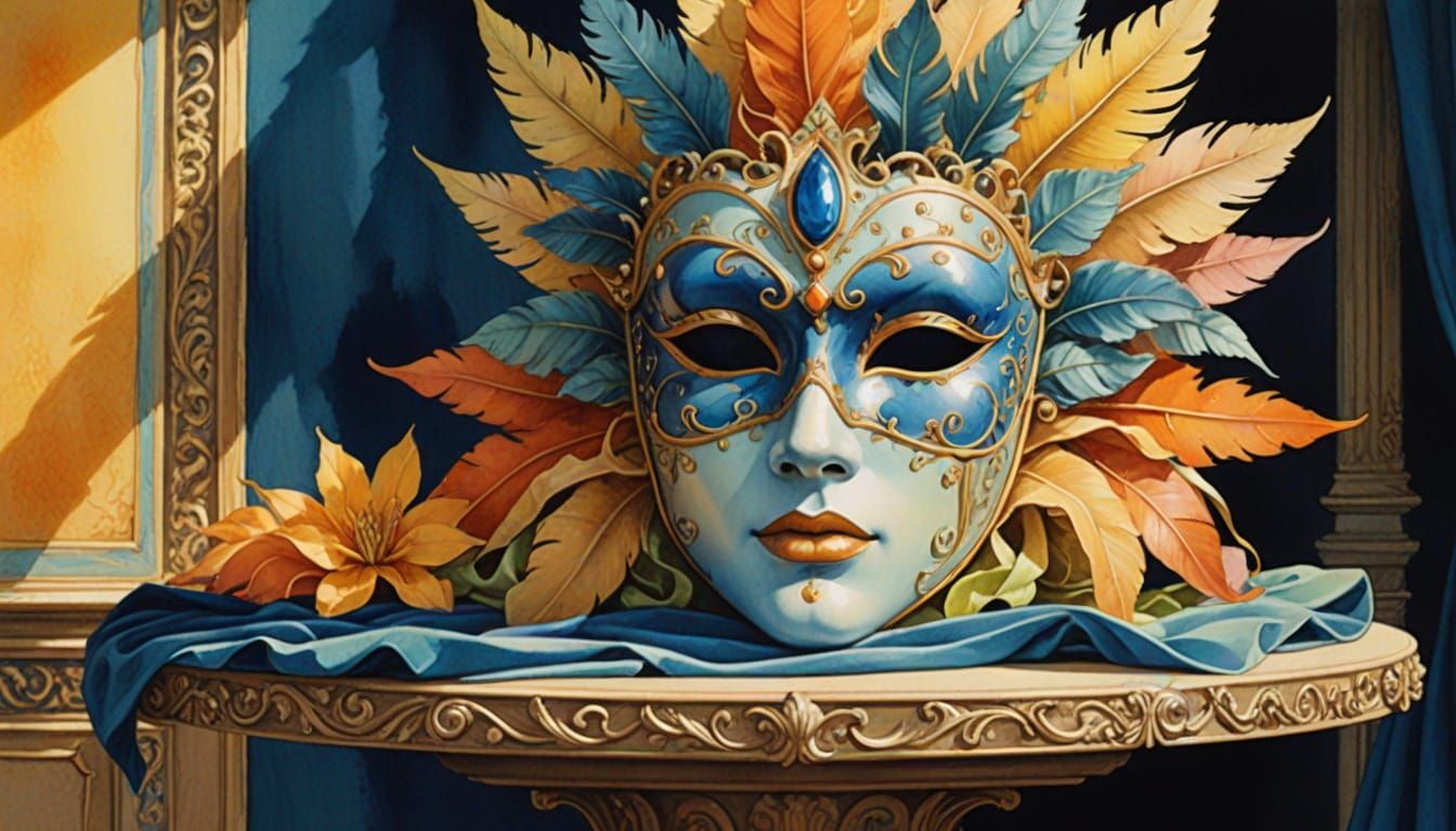 Venetian Masque: Whimsical Illustration in Pastel Colors
