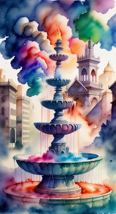 Fountain in a City