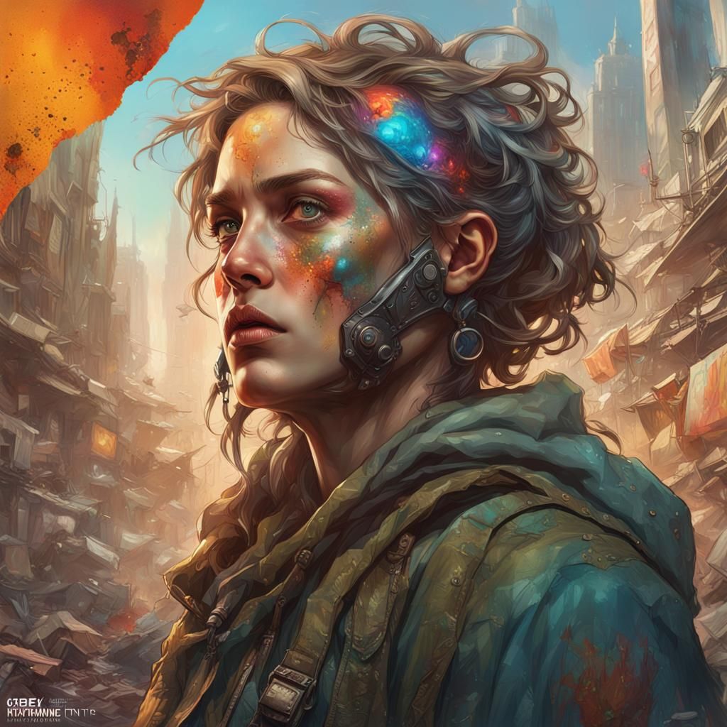 Post-Apocalyptic Wonderland Portrait in Splash Art Style