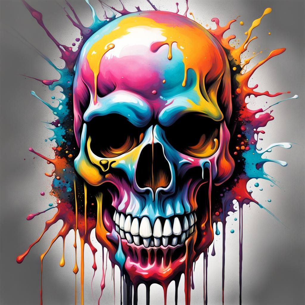 Colorful Graffiti Skull in Street Art Style