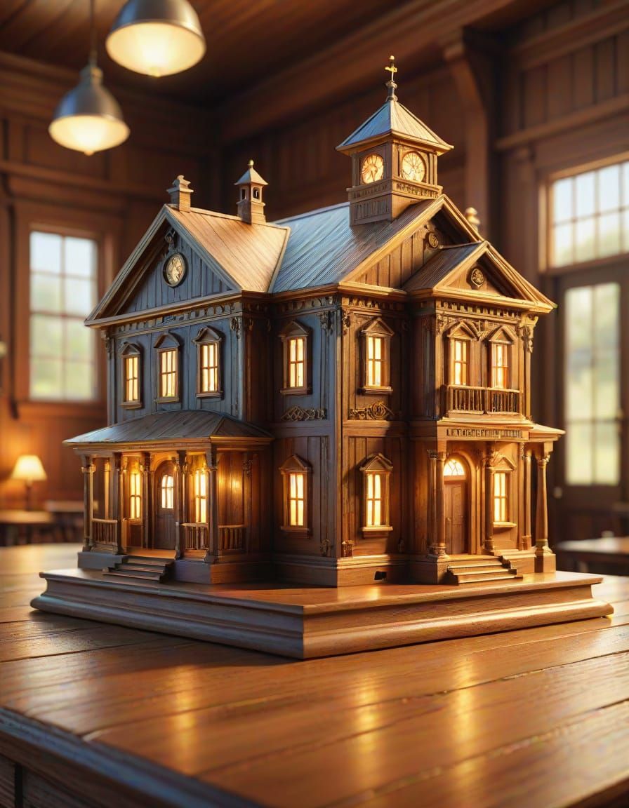 Hyperrealistic Schoolhouse: Macro Photography in Digital Art