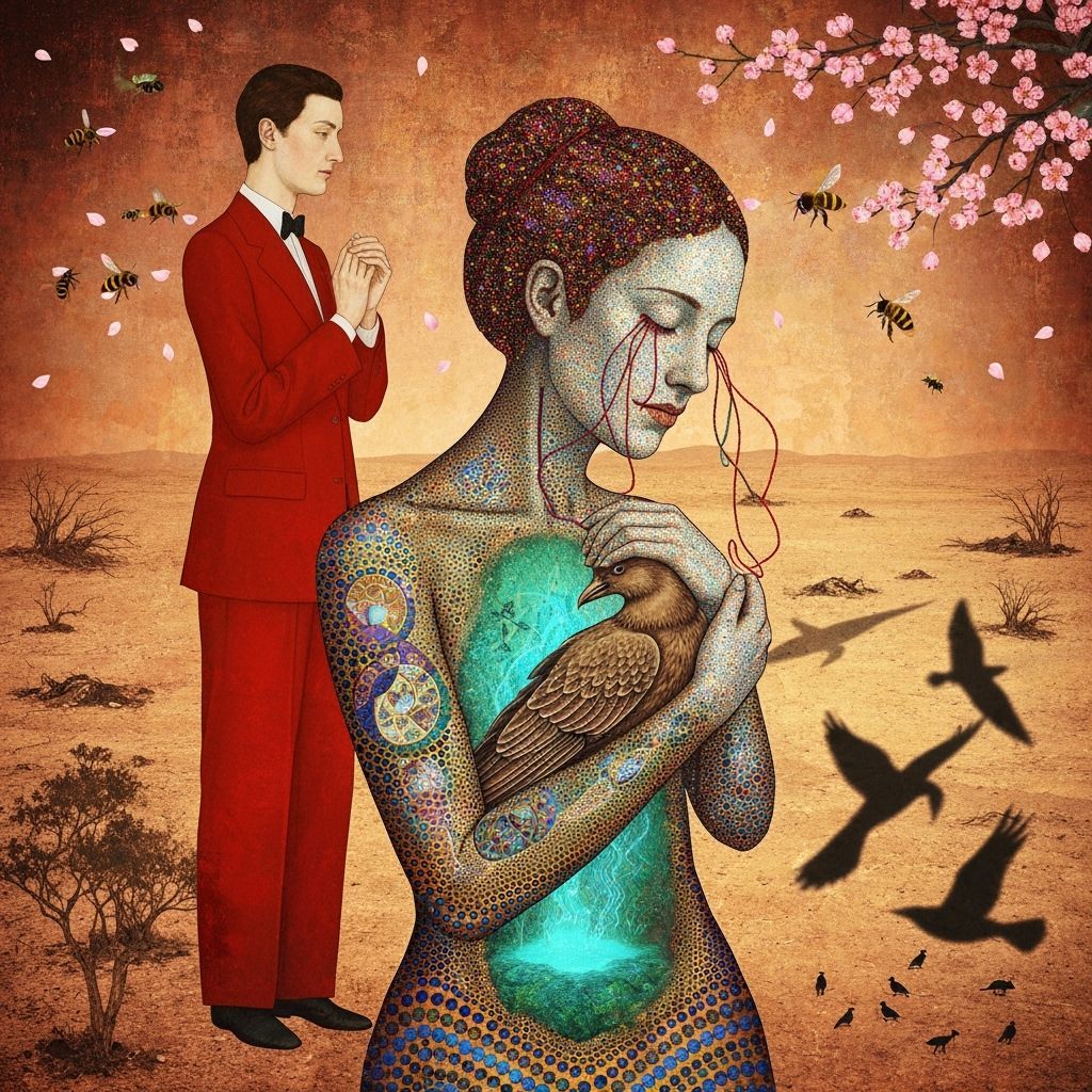 Mystical Shaman in Vibrant Collage Style