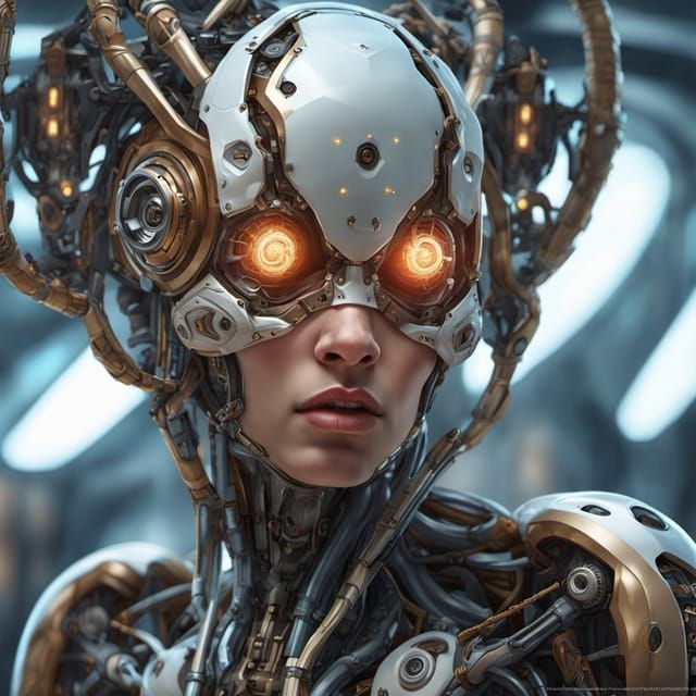 Cinematic Bust Portrait of Cyborg Inspired by Artgerm