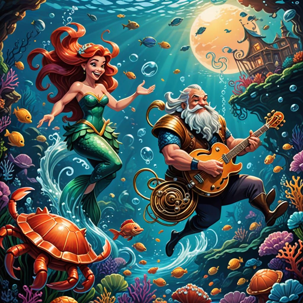 Whimsical Underwater Adventure in Comic Book Style