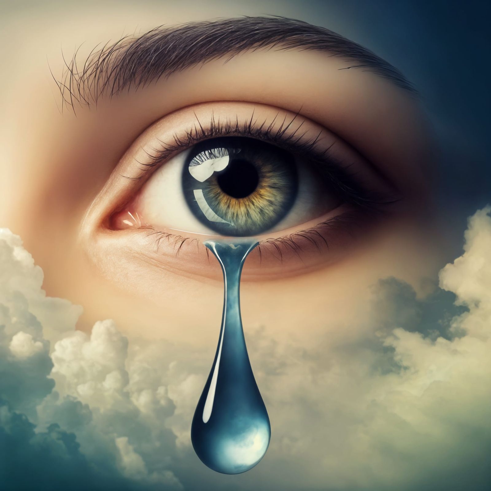 Surreal Eye in a Dreamy Sky
