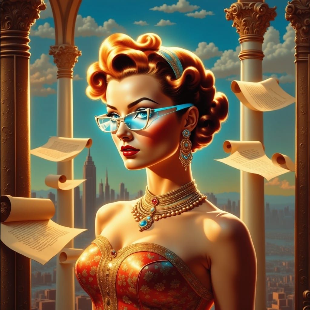 Retro Scholar in Augmented Reality Pin-Up Style