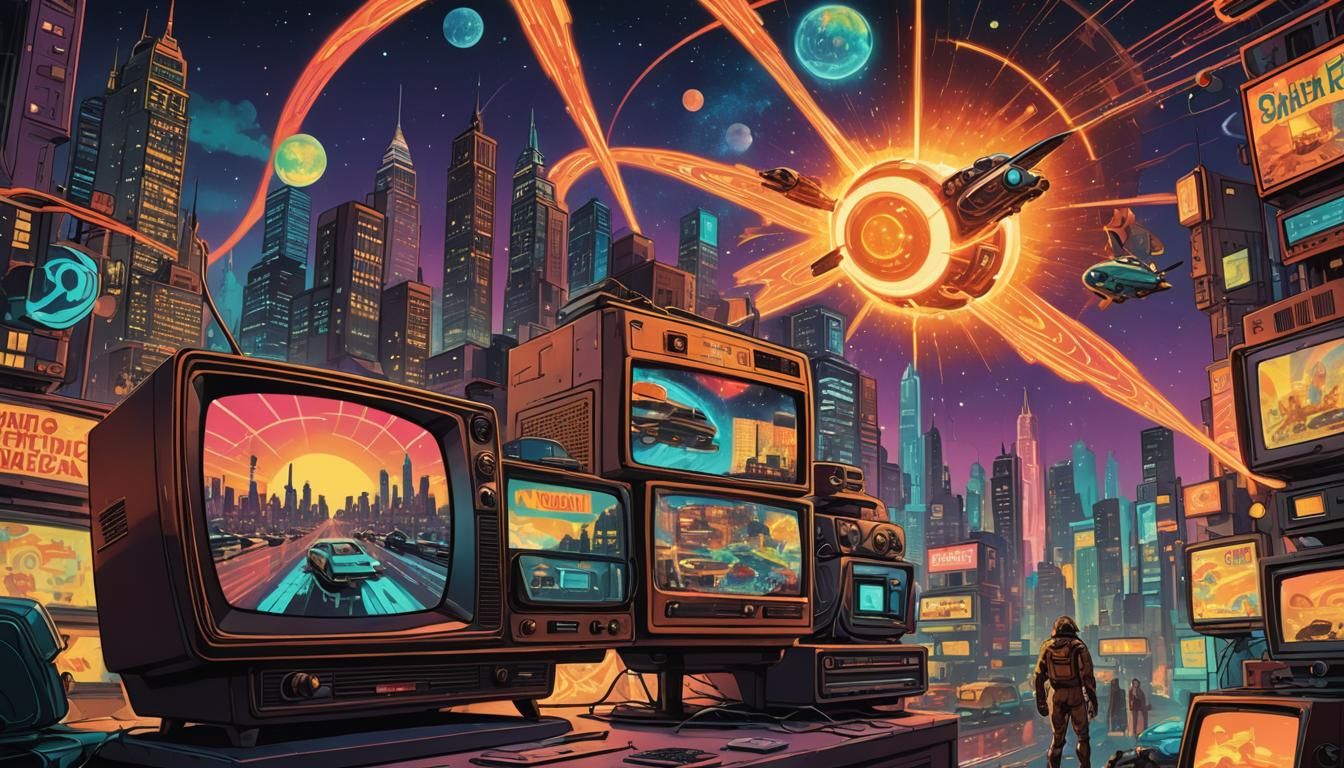 Retrofuturistic Comic Book Art: Cosmic Artifact on Vintage T...