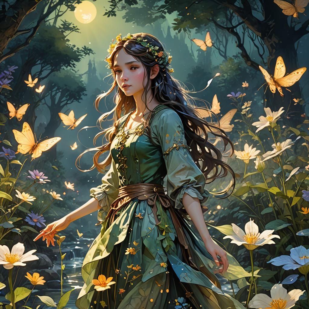 Fairies at Dawn in Watercolor Concept Art