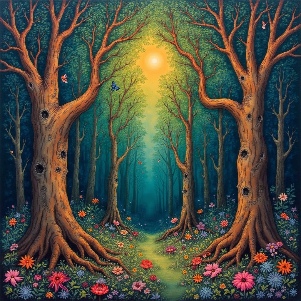 Whimsical Forest in Surrealist Style