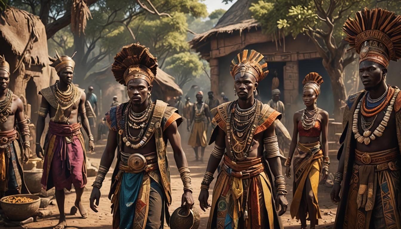 Traditional African Costumes: Detailed Matte Painting