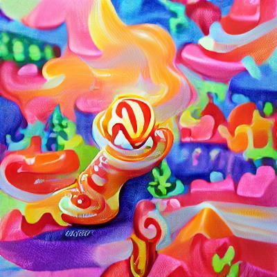 Vibrant Candyland Wonderland in Gouache Swirls