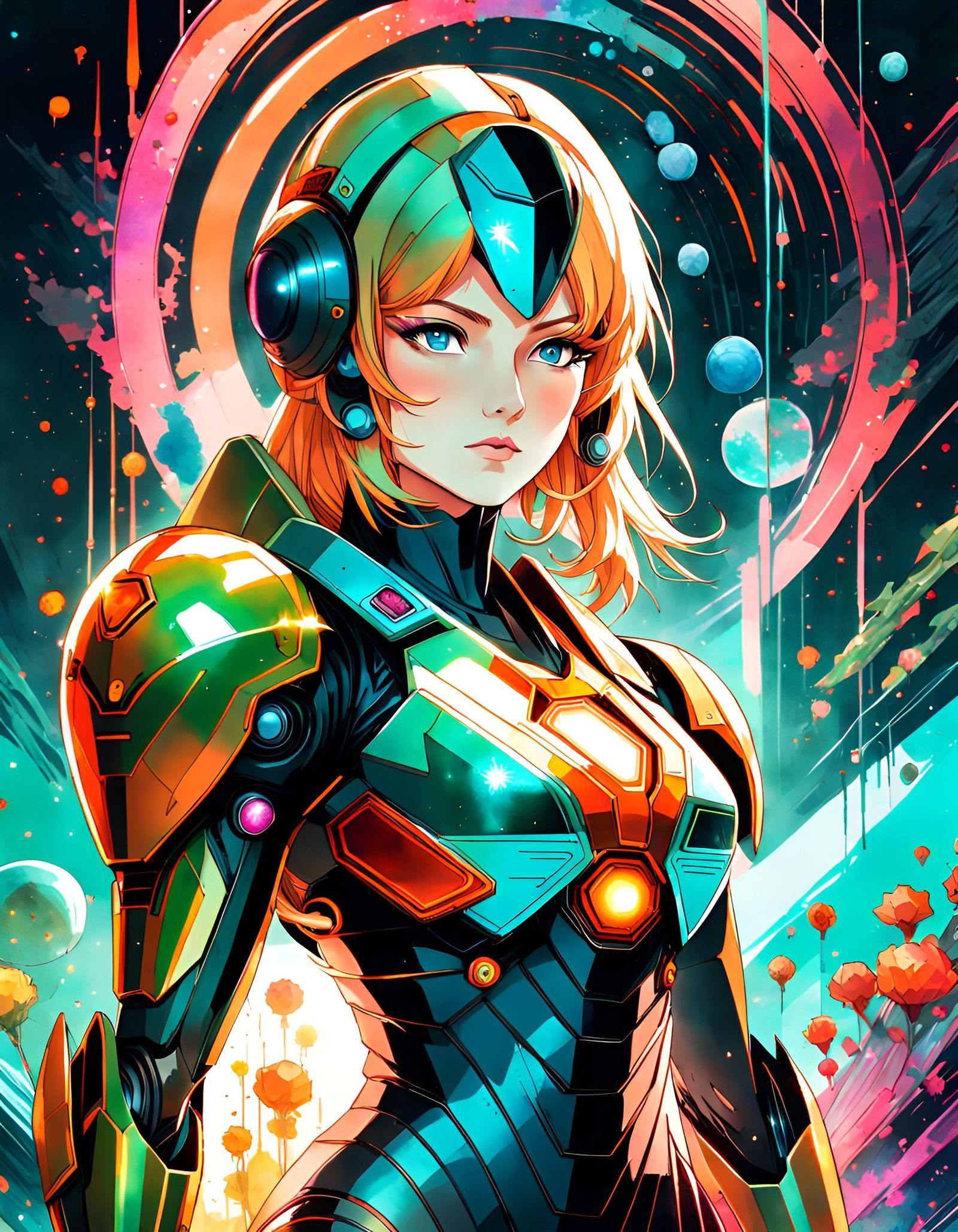 Anime Samus Aran as Watercolor Goddess