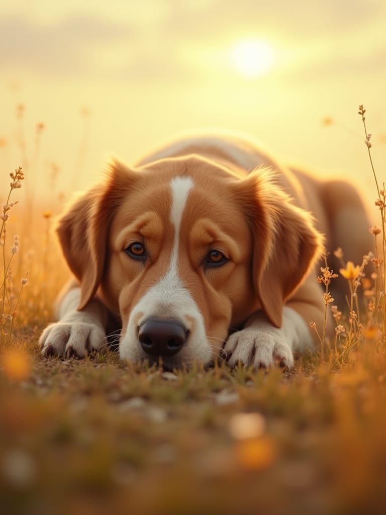 A Cherished Dog in Golden Light: Elegy of Love and Loss