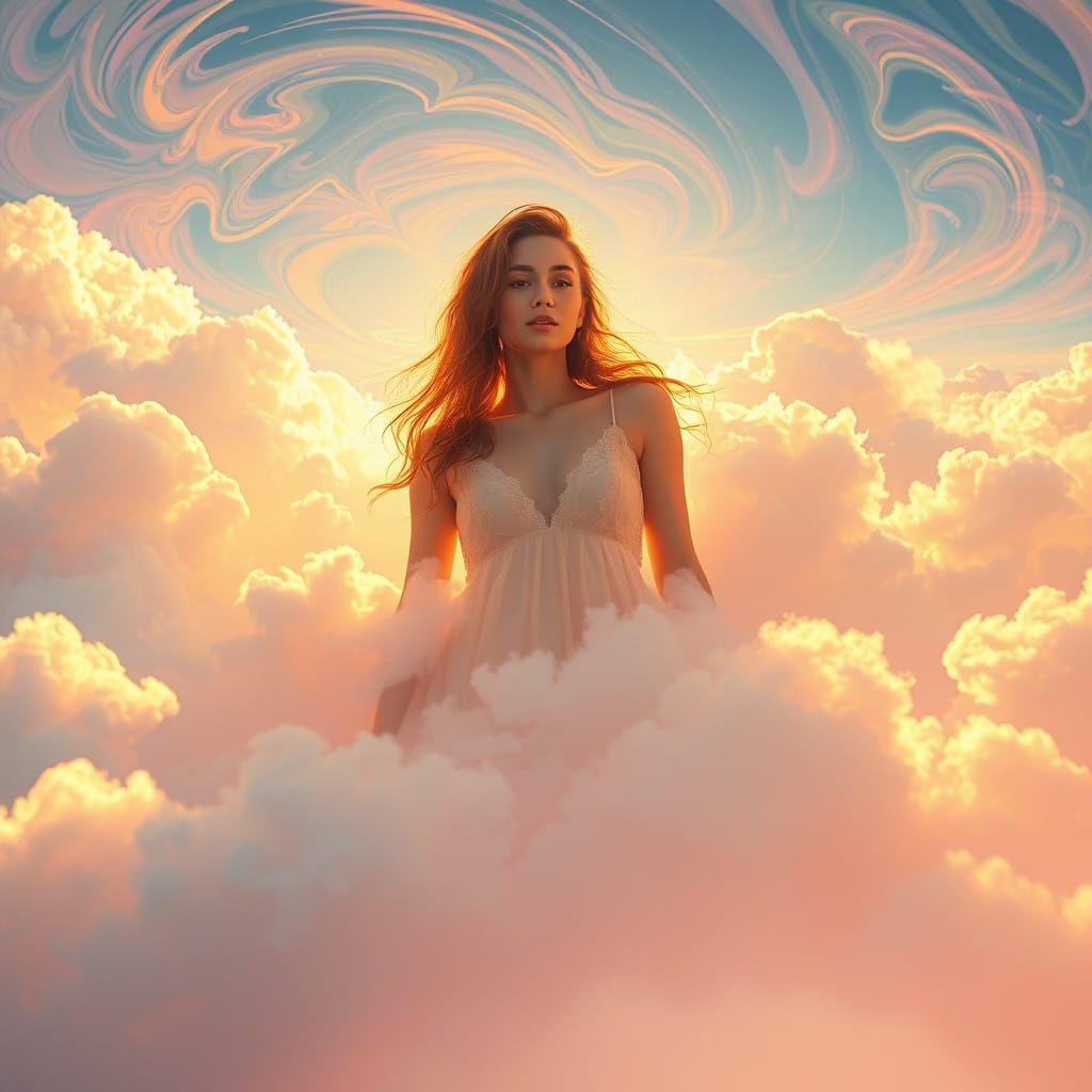 Ethereal Woman in Acid House Aesthetic