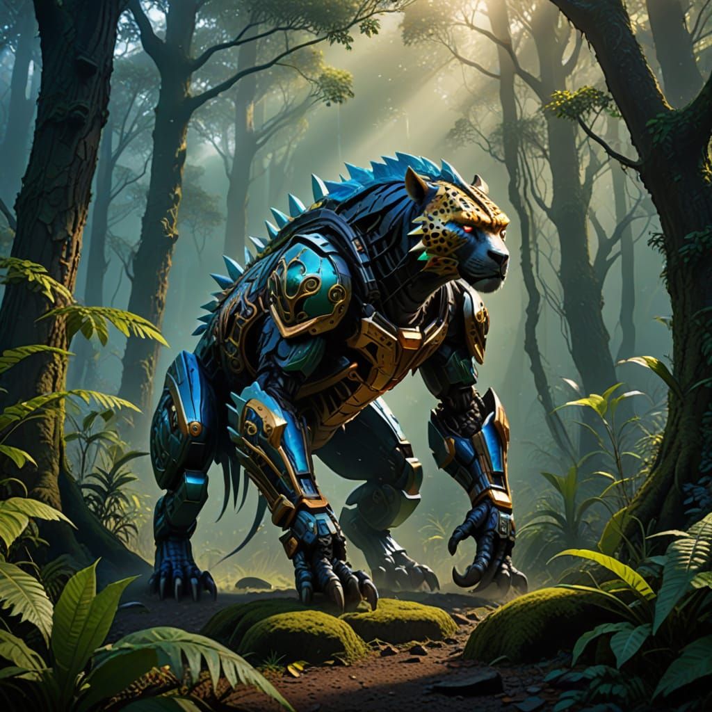 Fantastical Zord Stands Tall in Mystical Forest