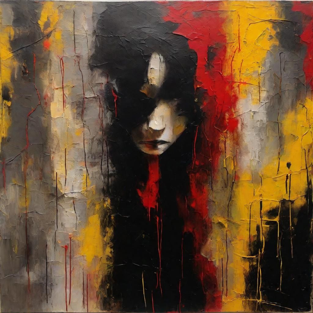 Abstract Expressionist Painting of a Mysterious Woman