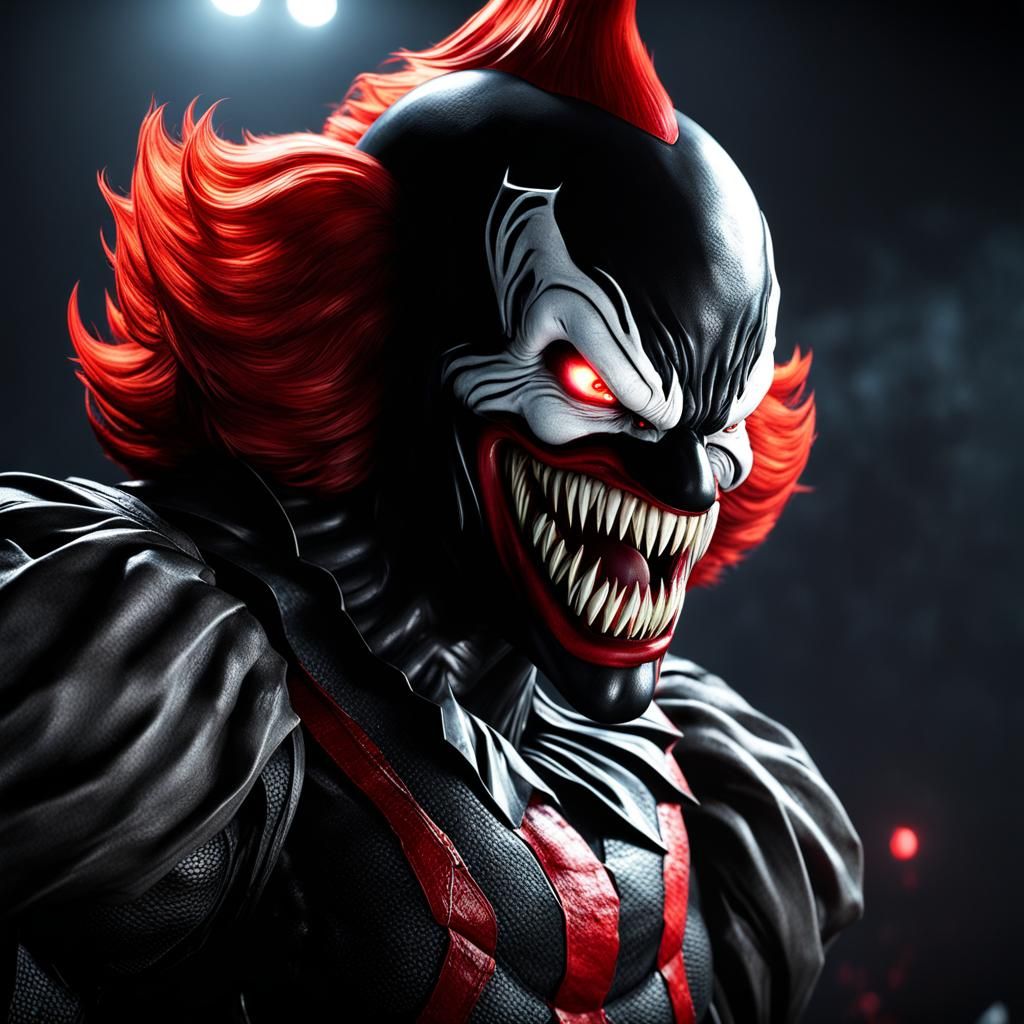 Venom as Pennywise in 3D Game Cinematic Style