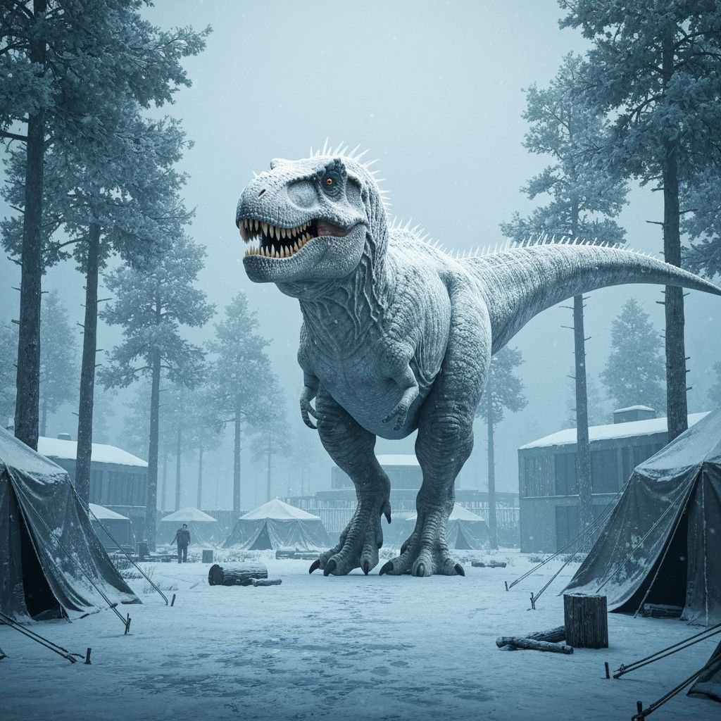 Icy T-Rex Stalks Modern Campground