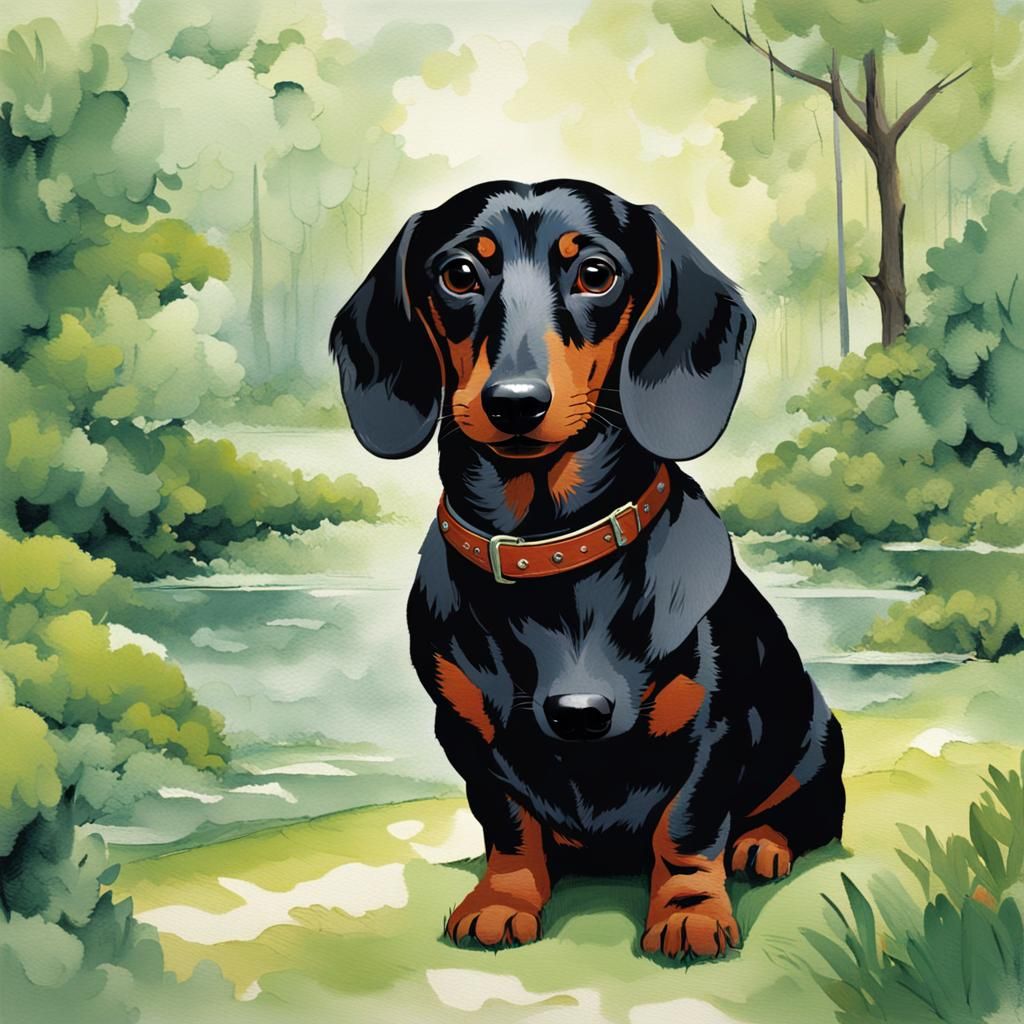 Elegant Black Dachshund 'Luke' in the Park