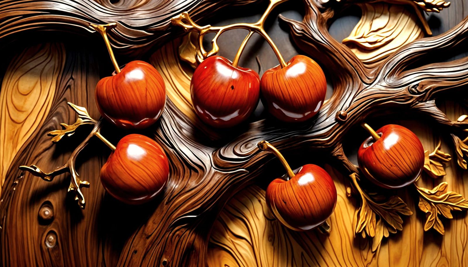 Cherry Tree Wood Sculpture Showcasing Natural Grain