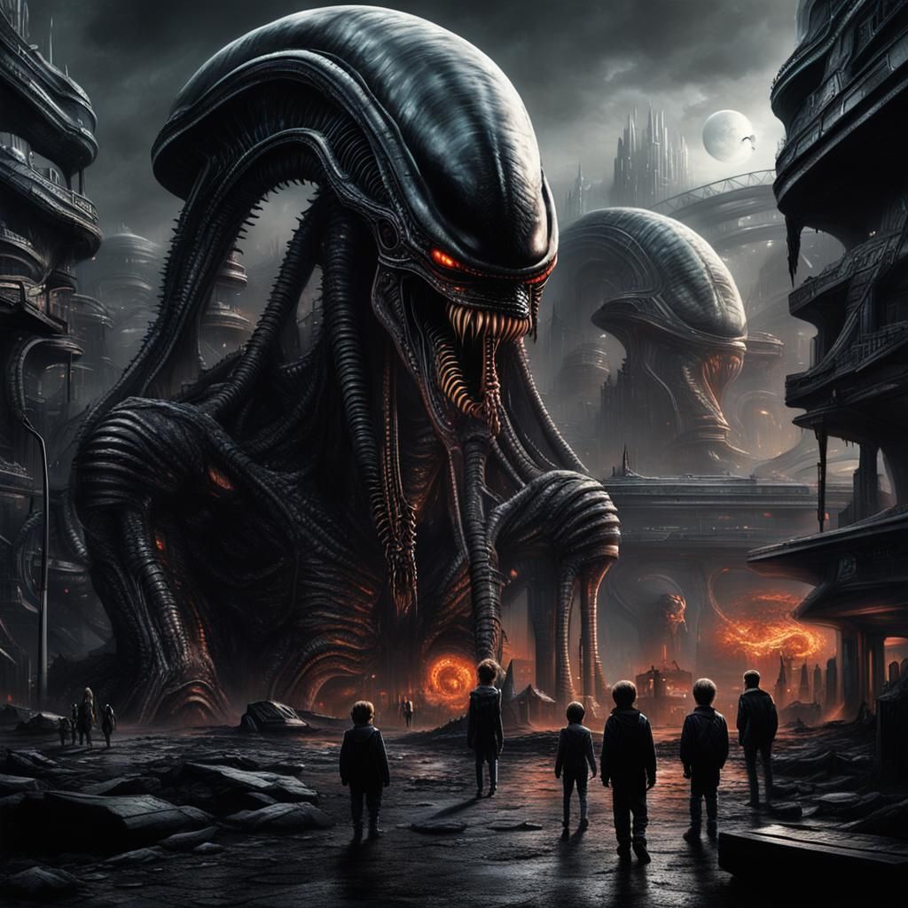 Menacing Alien Theme Park in Dystopian Futurism