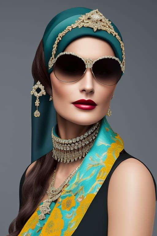 Masked Woman Portrait in Cyberpunk Vaporwave Style