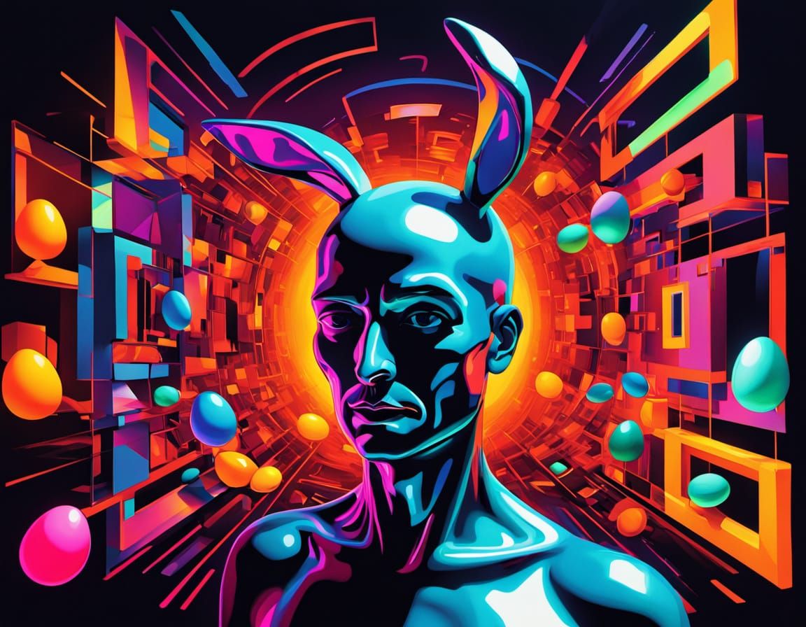 Cubist Easter Eggs in Neon Glow