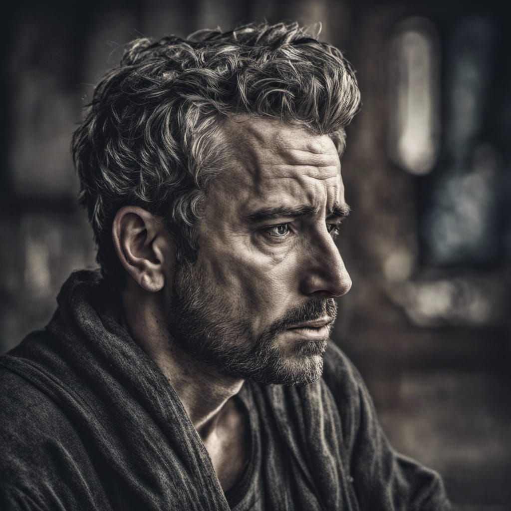 Stoic Man's Portrait: Chronic Depression in Hyperrealistic S...