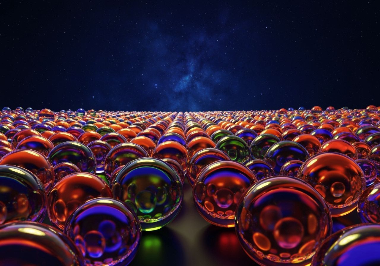 Surreal Cosmic Landscape of Glass Spheres