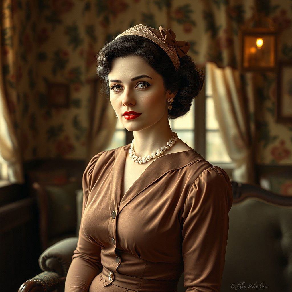 Elegant 1940s Portrait in Sentimental Realism Style