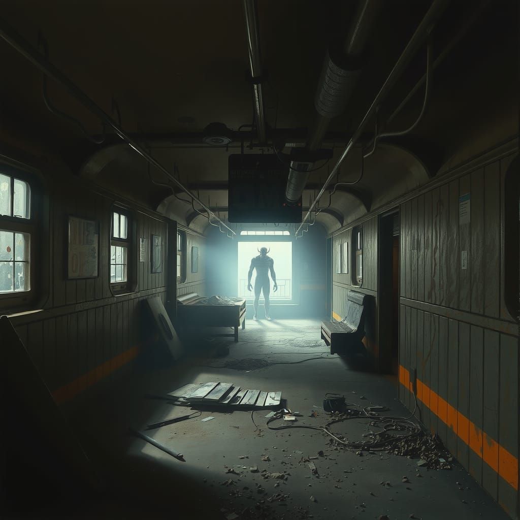 Creepy Abandoned Subway: Liminal Horror Painting