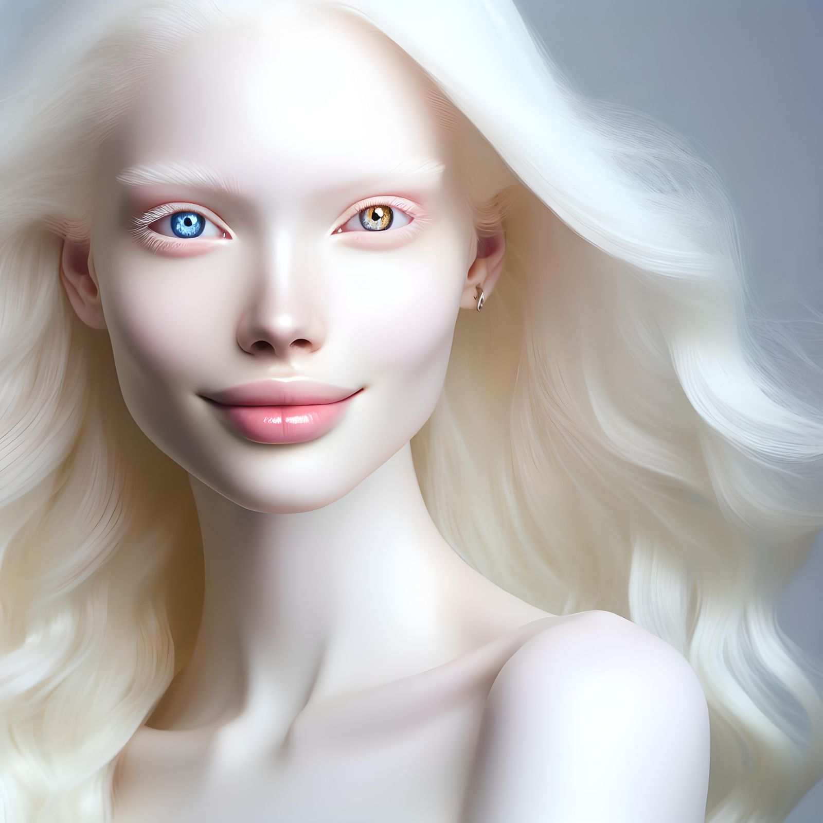 Albino Woman with Heterochromia Displays Ethereal Beauty