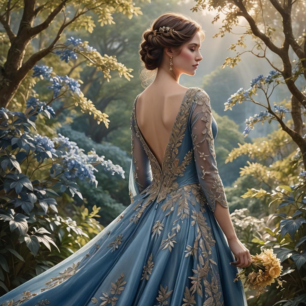 Woman in Blue Gown, Fantasy Art