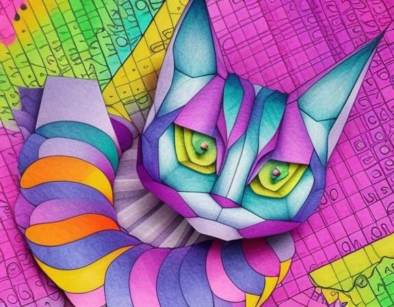 Papercraft Cheshire Cat Mandala Portrait