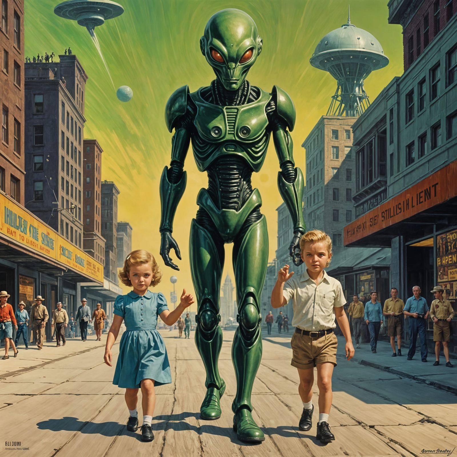 Human-Alien Family on a Sci-Fi World