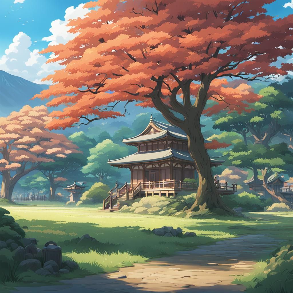 Nara Deer Park: Ghibli-Style Anime Scenery