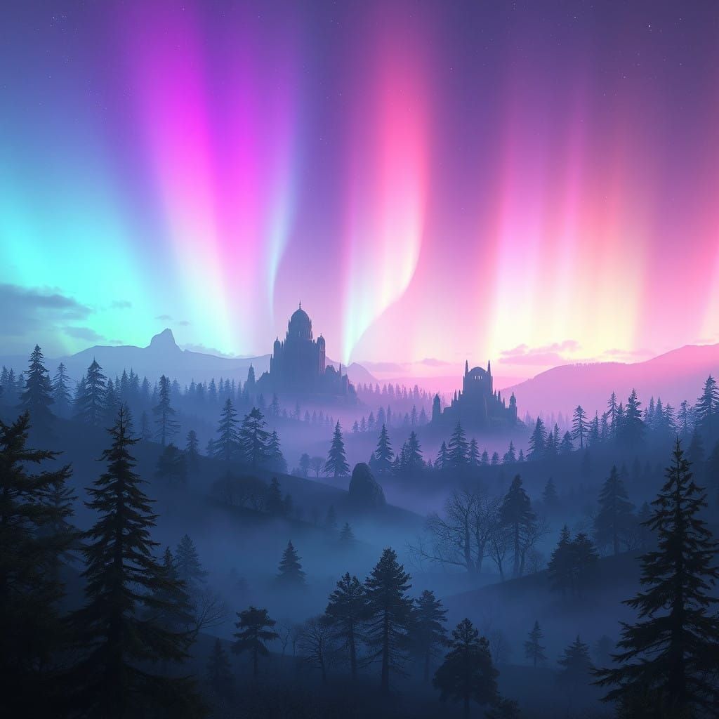 Ethereal Fantasy Realm at Dusk, Inspired by Hyper-Realistic....