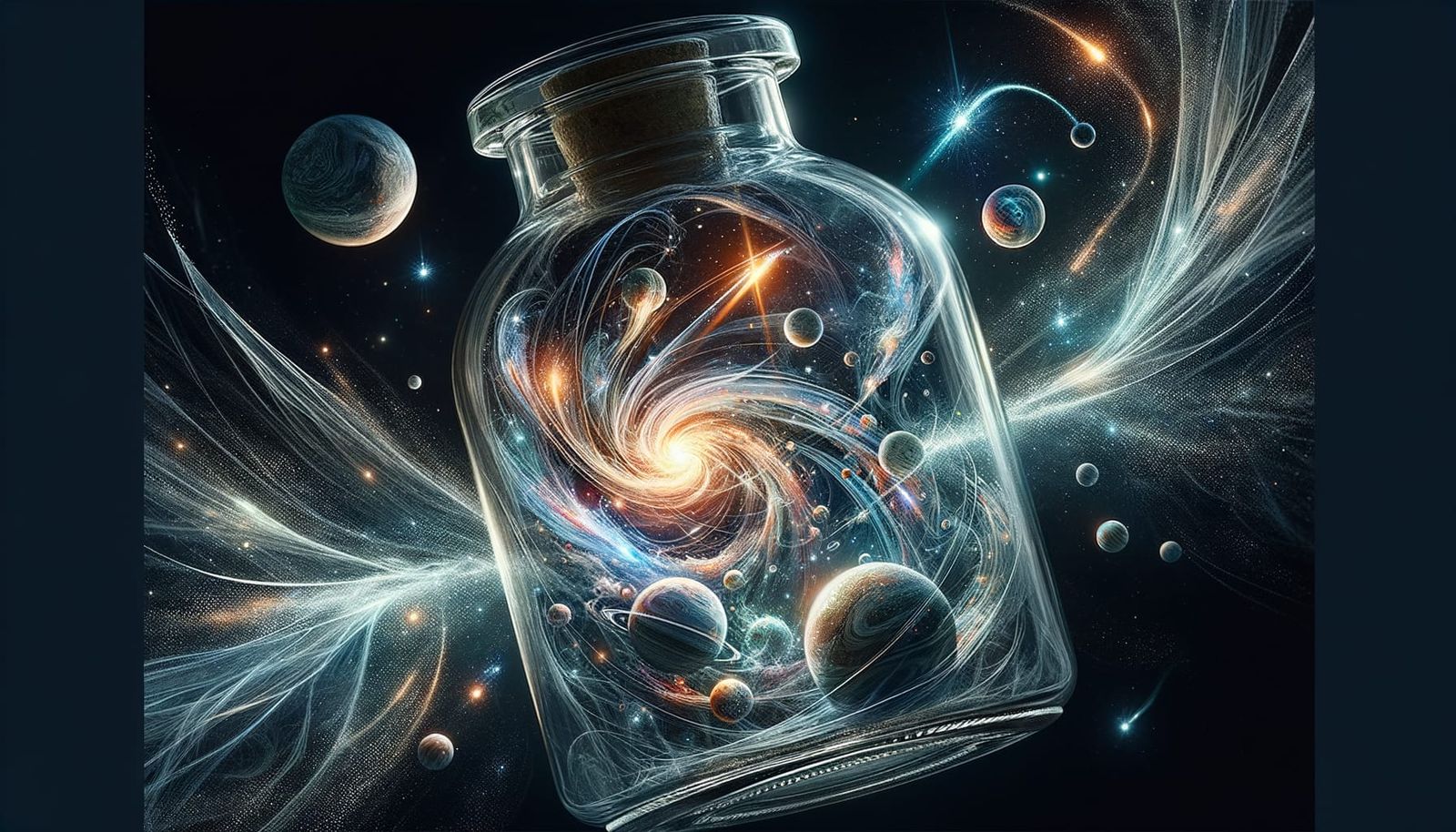 Miniature Galaxy Encapsulated in Glass Bottle