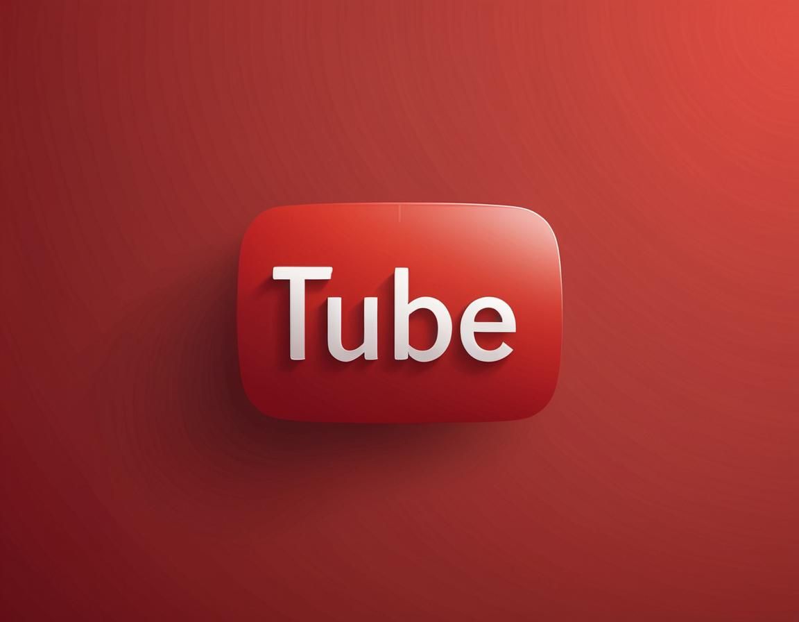 Minimalist Youtube Logo on Red Gradient in Flat Design