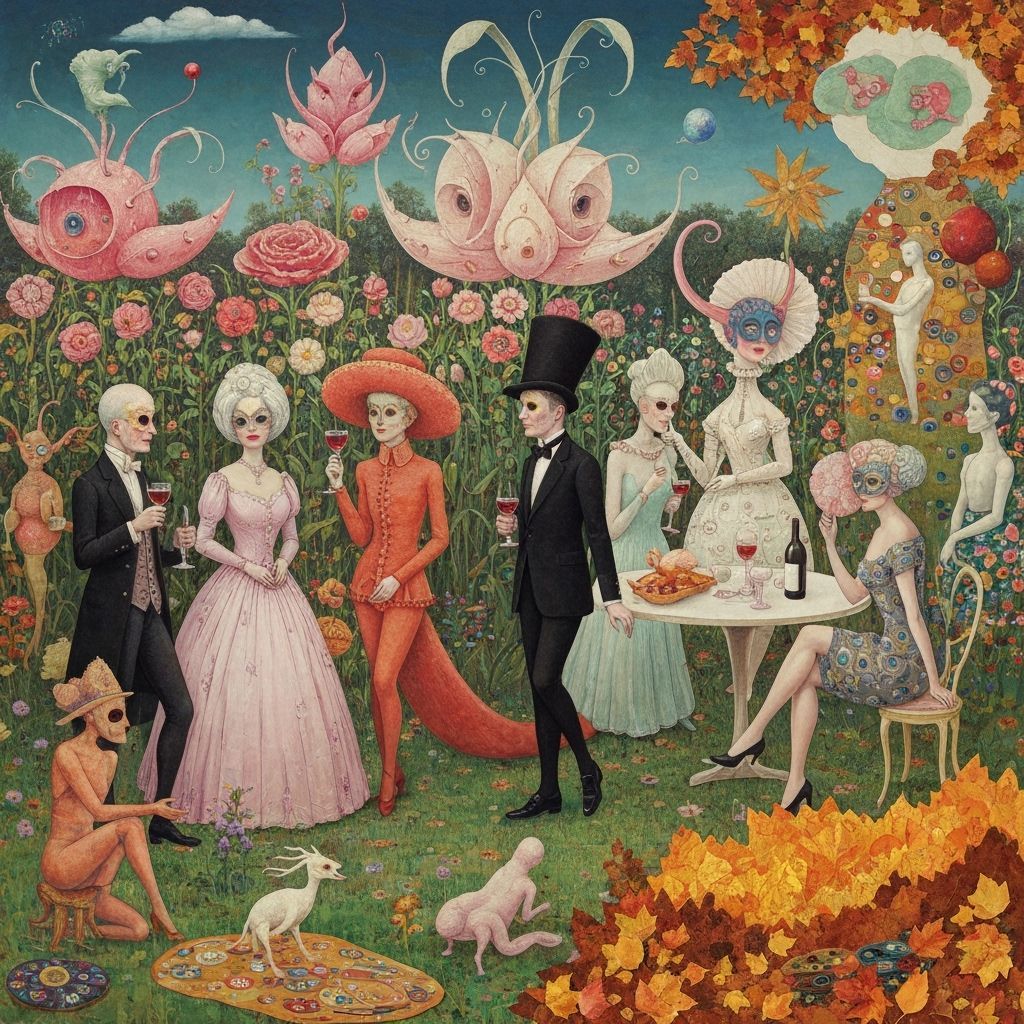 Surreal Garden Party in a Dreamlike Fantasy